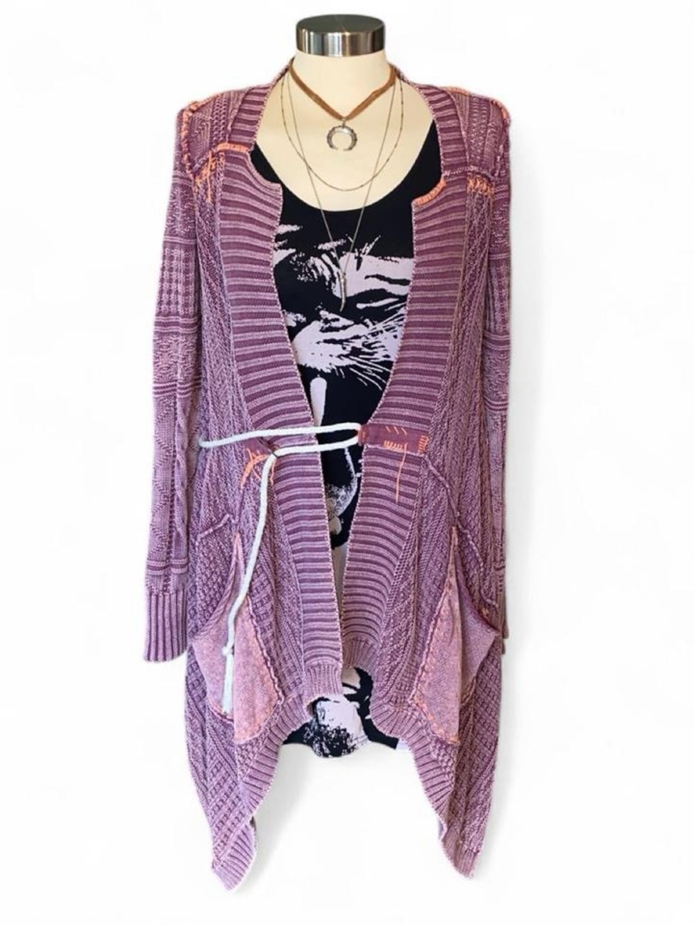 Free People All Washed Out Asymmetrical Knit Cardigan